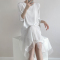 白色2030#长袖纯色长裙