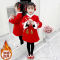 女童新年装儿童加绒卫衣红色拜年上衣宝宝大口袋红包拿来冬季喜庆轮播图1