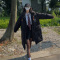 实拍新款WAHJUIS韩剧女学生黑色棉服连帽过膝中长款羽绒棉衣外套轮播图5