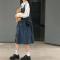 复古日系小个子背带连衣裙女学生韩版吊带裙子中长款两件套装裙潮轮播图3