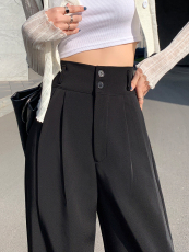 现货 2023新款冰丝高腰垂坠感显瘦休闲裤阔腿西装裤女