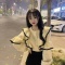 快手网红同款荷叶边灯笼袖圆领宽松针织毛衣+中长款包臀鱼尾裙女轮播图2
