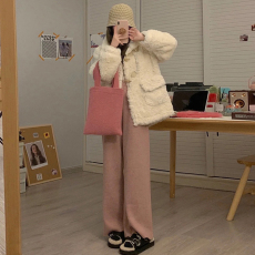 牛角扣羊羔绒毛衣短外套女秋冬季2022新款韩系小众香风设计感上衣