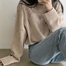 批发实拍大码 秋冬韩版宽松慵懒毛衣圆领套头保暖针织上衣