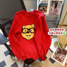 实拍 小熊刺绣针织衫女秋季2022年韩版新款设计感宽松套头毛衣