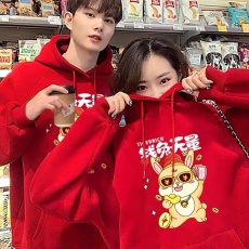 批发高品质纯棉港风情侣连帽卫衣男女设计感小众情侣装帽衫宽松上衣服