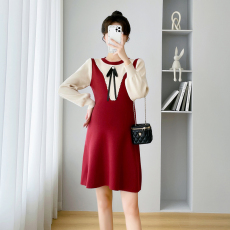 批发实拍2023<b class='q'>冬</b>季新款网红孕妇装元旦新年红裙炸街回门哺乳连衣裙