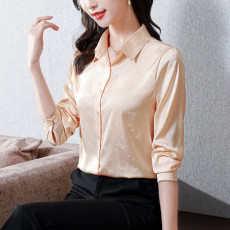 批发实拍真丝衬衫女桑蚕丝时尚百搭<b class='q'>长袖</b>气质翻领衬衣2026春秋女士新款