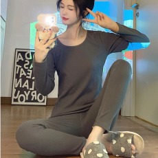 批发佳胜 7码双面螺纹德绒纯色长袖保暖 200斤可穿加大码秋衣秋裤套装