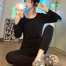 批发佳胜 7码双面螺纹德绒纯色长袖保暖 200斤可穿加大码秋衣秋裤套装