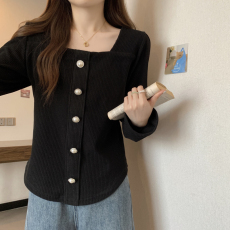 实拍#2023年春秋装新款韩版大码微胖mm简约显瘦小众设计上衣女