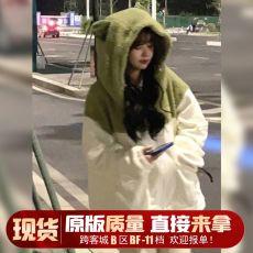 秋冬季仿羊羔毛加绒外套女2022新款爆款加厚高级感摇粒绒连帽上衣