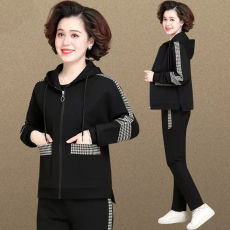 批发中老年运动服套装女春秋季2026新款<b class='q'>上衣</b>休闲中年妈妈外套两件套