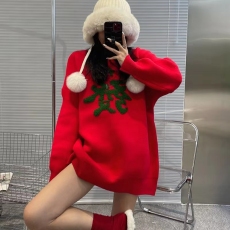 红色新年发财全家福卫衣女2022兔年闺蜜装情侣国潮拜年服圣诞毛衣