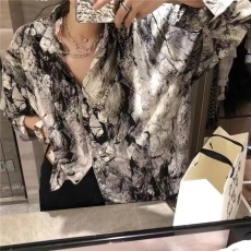 批发原宿风春季水墨画印花宽松防晒衣长袖休闲衬衫大码<b class='q'>百搭</b>衬衣女外套