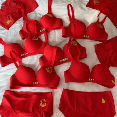 批发实价实拍 新年红本命年开运结婚性感文胸套装内衣