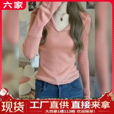 早秋季polo领毛衫修身显瘦复古针织衫女内搭打底独特上衣长袖毛衣
