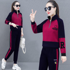 批发891#刺绣运动服套装女2025春秋季大码宽松立领<b class='q'>时尚</b><b class='q'>休闲</b>卫衣两件套