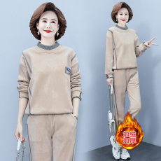 批发加绒加厚休闲运动套装女2022年秋<b class='q'>冬</b>装新款时尚两件套金丝绒套装潮