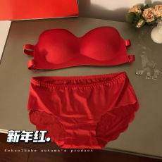 批发现货实价实拍新年红色内衣文胸套装秋<b class='q'>冬</b>一片式胸罩三角内裤女