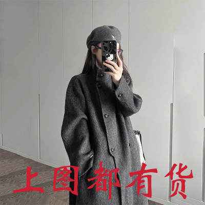 ins博主气场拉满 清冷感2022新款小个子中长款毛呢大衣外套女秋冬