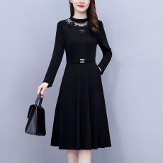 批发秋季大码女装<b class='q'>胖</b>mm<b class='q'>长袖</b>收腰显瘦红色中年妈妈连衣裙外穿时尚洋气