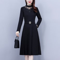 批发时尚气质大码女装胖mm修身显瘦中长款<b class='q'>秋冬</b>季新款打底连衣裙子黑色