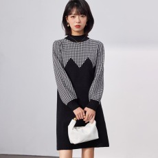 批发实拍◆2026春款打底内搭时尚修身小个子撞色针织毛连衣<b class='q'>裙</b>