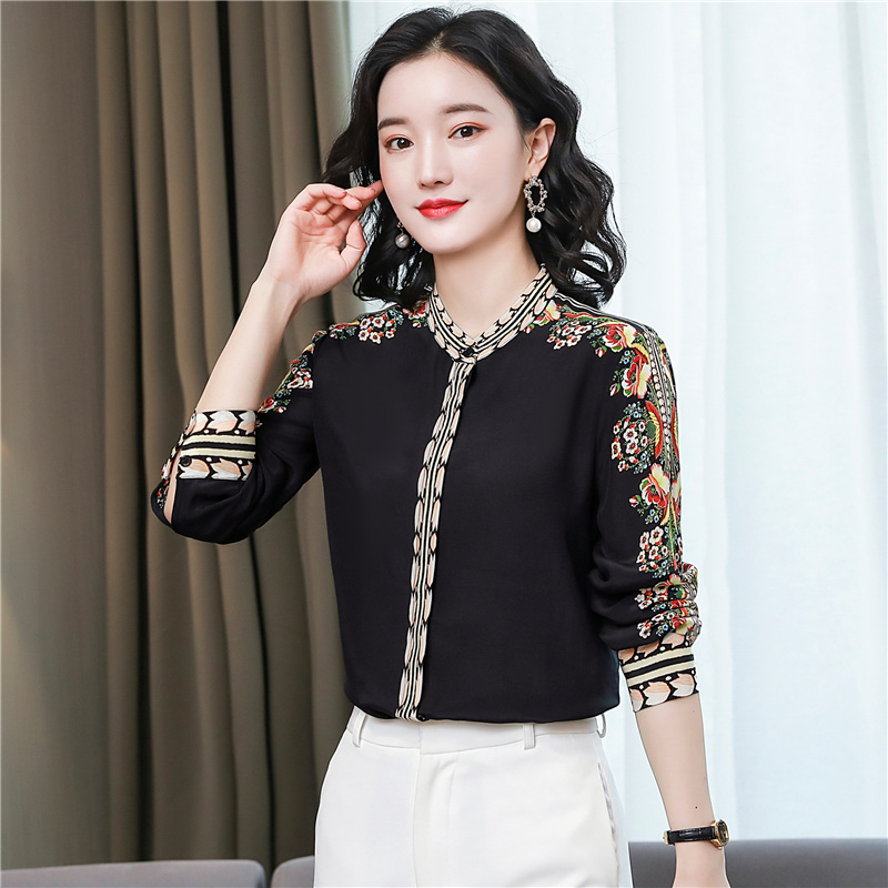 PF22121#长袖重磅真丝衬衫女秋装2024新款桑蚕丝衬衣气质高端欧货洋气上衣女裝貨源服裝批發