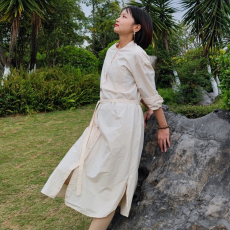 批发实拍纯棉韩版宽松显瘦长袖衬衫裙<b class='q'>文艺</b><b class='q'>范</b>连衣裙