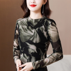 批发实拍2026秋冬新款印花真丝上衣女长袖大码洋气妈妈t恤桑蚕丝小衫