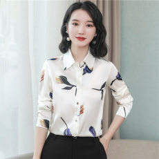 批发高端大簰真丝衬衫女秋装2025新款时尚洋气中年妈妈印花桑蚕丝上衣