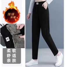 批发欧棉绒加绒加厚<b class='q'>哈伦裤</b>女显瘦小脚裤2024秋冬新款高腰休闲裤卫裤潮