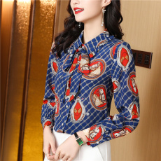 批发秋款印花真丝<b class='q'>衬衫</b>女2026秋季新款时尚洋气<b class='q'>衬衣</b>长袖内搭早秋装上衣
