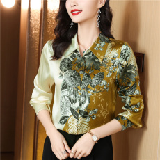 批发有趣的灵魂谁都爱 大簰定位印花重磅真丝<b class='q'>衬衫</b>女长袖桑蚕丝