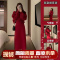 新年战袍本命年过年女装冬季2023新款红色针织毛衣连衣裙两件套装轮播图1