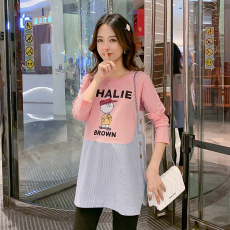 批发实拍现孕妇秋套装时尚款新款两件套秋冬孕妇上衣宽松孕妇装中长款