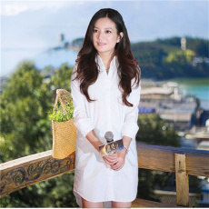 批发赵薇同款 中长款修身显瘦大码女装长袖打底衬衫