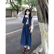 批发2026春秋新款小个子<b class='q'>牛仔</b>马甲外套女显瘦半身裙长裙子套装三件套女