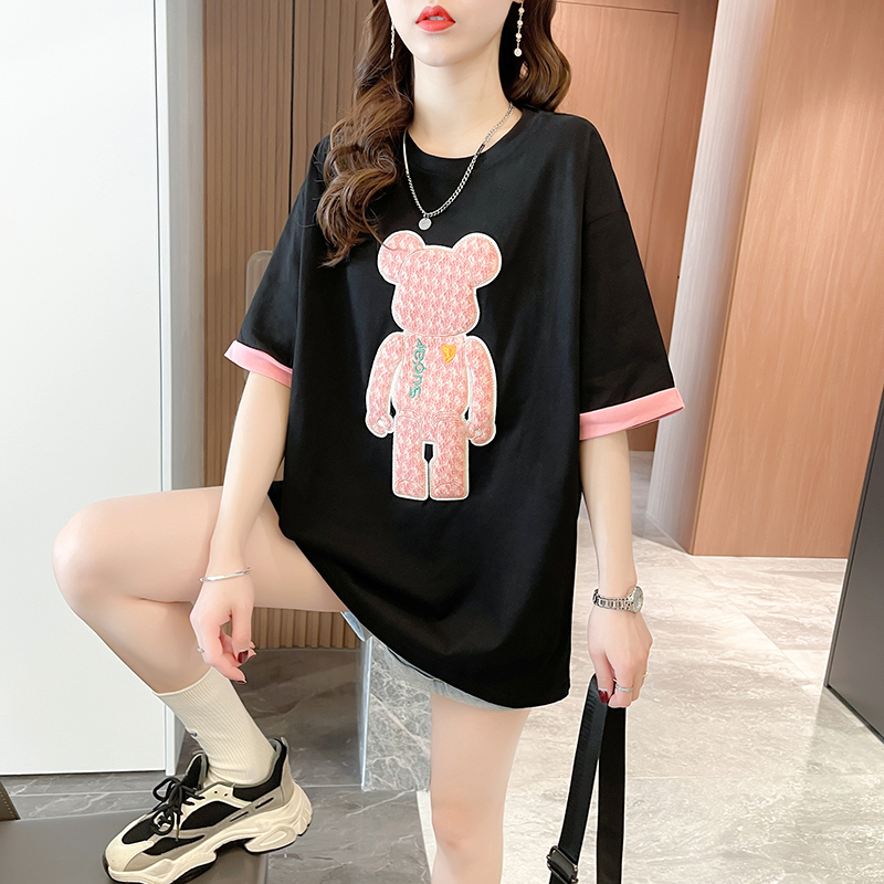 夏季韩版中长款宽松大版短袖T恤女 服裝批發女裝批發服飾貨源 服裝批發女裝批發服飾貨源
