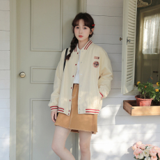 批发实拍2025年秋季新款减龄小清新拼色元素动漫刺绣百搭工装<b class='q'>棒球</b>服