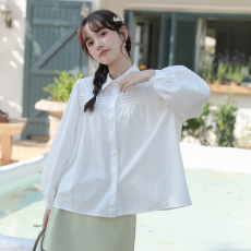 批发实拍2025年秋季新款复古港味chic<b class='q'>森女</b>减龄灯笼袖褶皱宽松长袖<b class='q'>衬衫</b>
