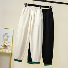 批发实拍春新款高腰弹力宽松休闲大码哈伦女<b class='q'>裤</b>胖MM欧版显瘦九分老爹<b class='q'>裤</b>