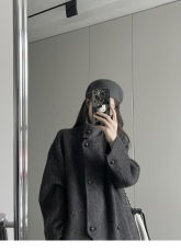 ins博主气场拉满 清冷感2022新款小个子中长款毛呢大衣外套女秋冬