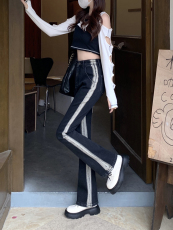 实拍现货大码女装新款2023春装胖妹妹牛仔裤简约休闲长裤修容裤子