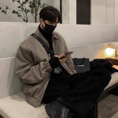 批发官图麂皮绒韩系秋冬外套男痞帅高街潮夹克冬季高级感风格穿搭衣服
