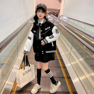 女童春装外套2023年新款韩版洋气儿童夹克上衣大童时髦棒球服春秋