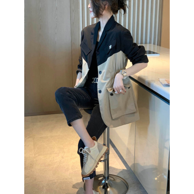 时尚拼接休闲小西服外套女设计感大码洋气西装2023年春秋新款欧货