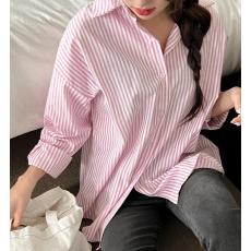 批发韩版春经典条纹衬衫原宿风大码宽松休闲百搭时尚衬衣外套<b class='q'>防晒</b>衣女