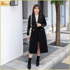 实拍大码女装2023春季新款高级感气质英伦风排扣中长款西装外套